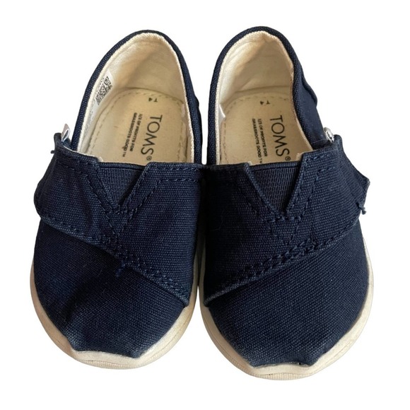 TOMS Navy Slip On Shoes Size 4 - Picture 2 of 7